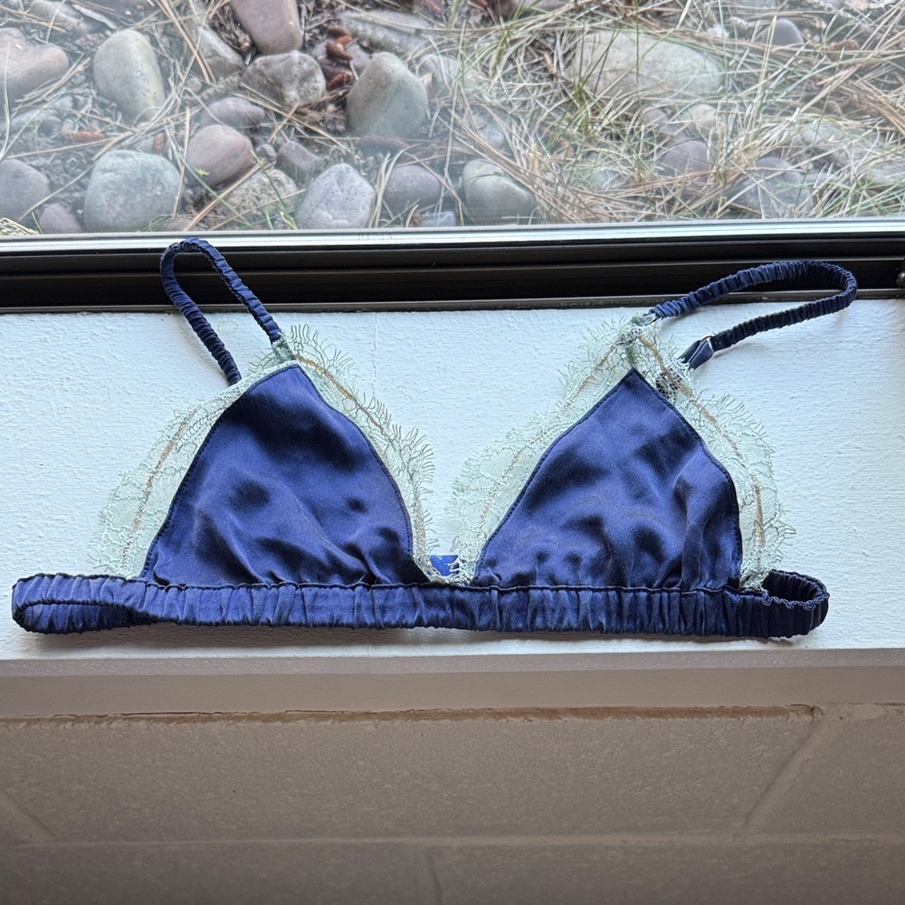 Naked Princess Elegant Blue Lace Trim Bralette